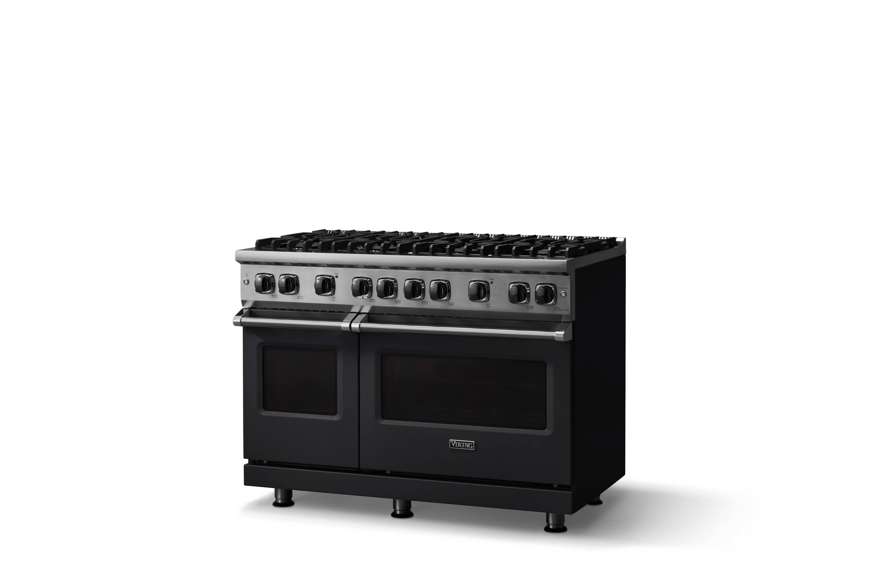 Angle. Viking - 6.1 Cu. Ft. Professional 5 Series Freestanding Double Oven Gas Convection 8 Burner Range - Onyx.