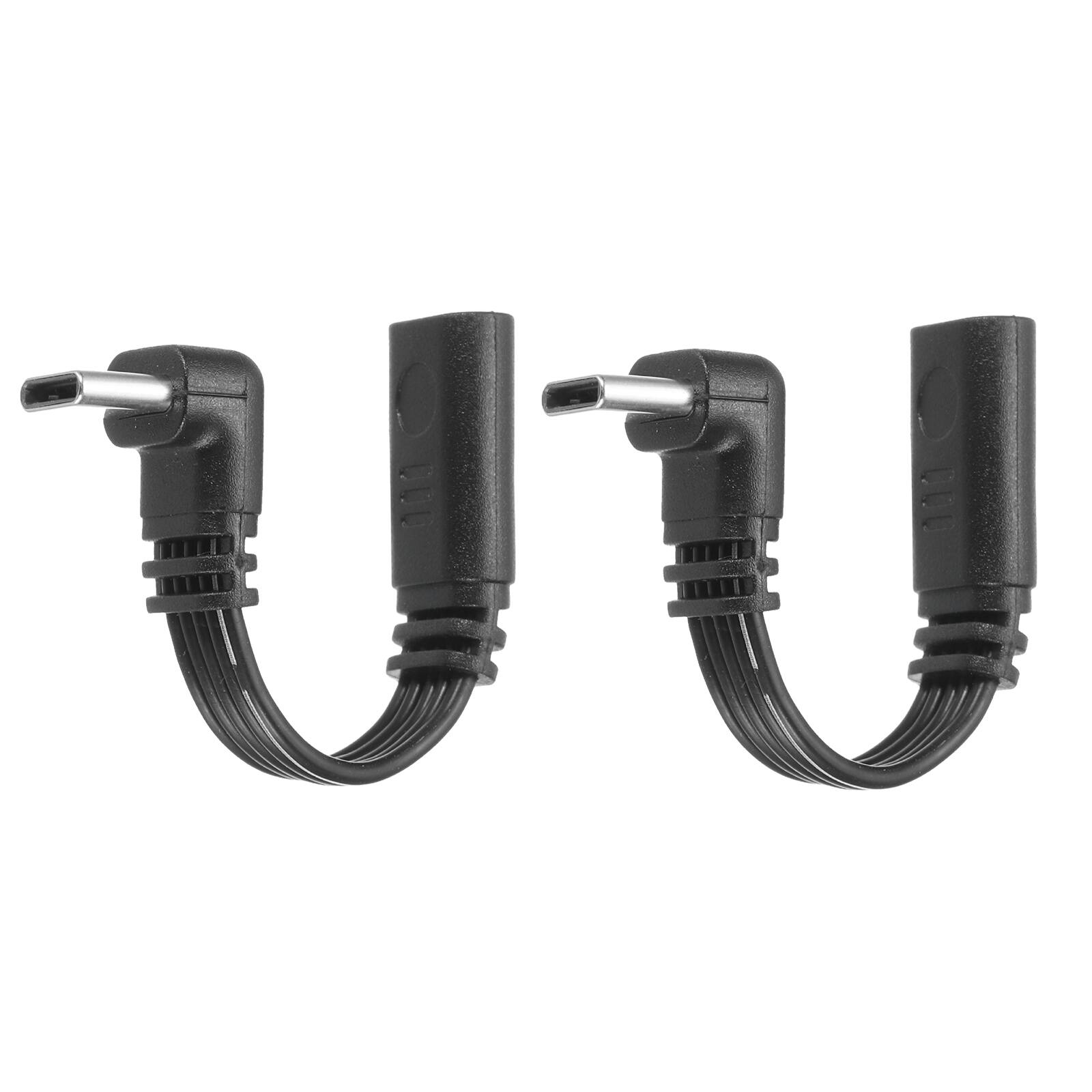 Front. Unique Bargains - 2pcs Flat USB C Cable, 2 Inch, 90 Degree Male to Female Adapter, 480Mbps, Silicone, for Phone/Tablet/Laptop - Black.
