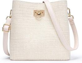 Vulpecula Spade - Crossbody Purses for Women Vegan Leather Bucket Bag Fashion Ladies Crossbody Handbag Shoulder Purse with Multi Pockets - Beige