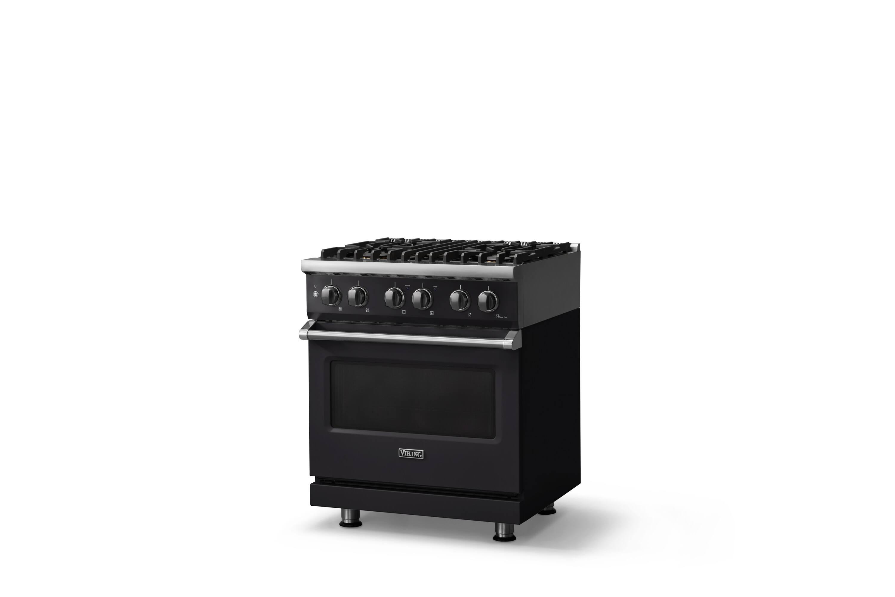 Angle. Viking - 30 in. Wide 4 Burner Pro 5 Series 4.7 Cu. Ft. Freestanding Sealed Dual Fuel Convection Range - Onyx - Onyx.
