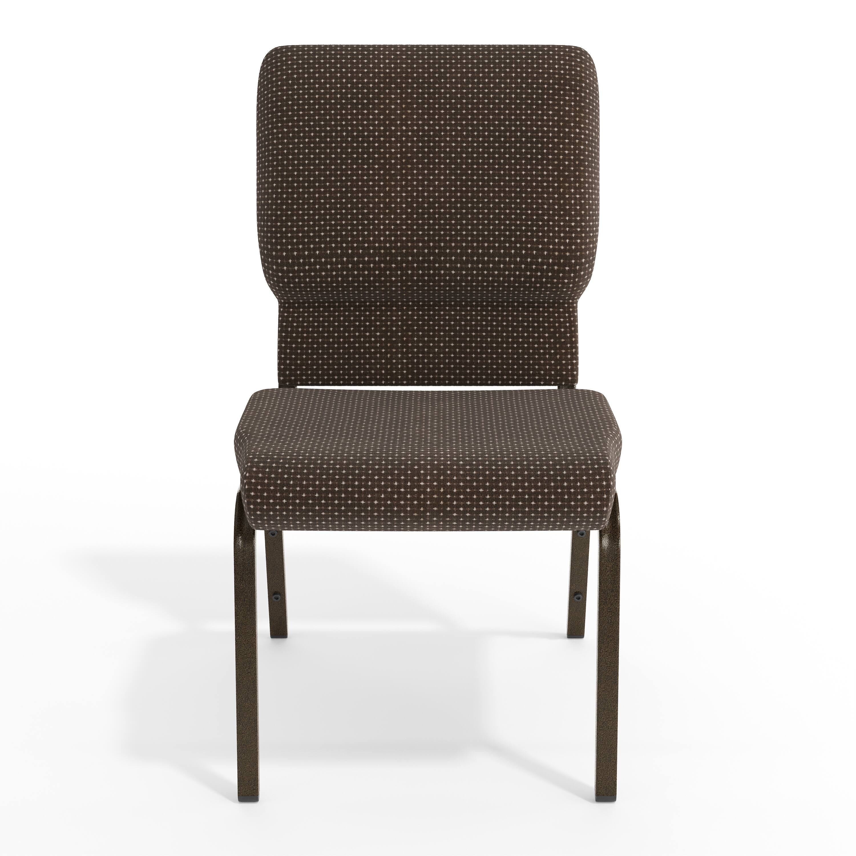 Alt View 9. Emma + Oliver - 18.5"W Stackable Church/Reception Guest Chair - Brown Dot Fabric/Gold Vein Frame.