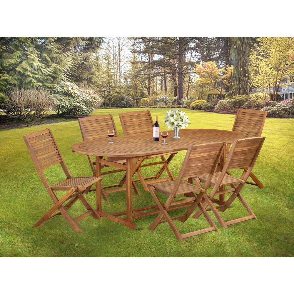 Alt View 3. East West Furniture - 7 Piece Outdoor Patio Dining Sets - Brown.