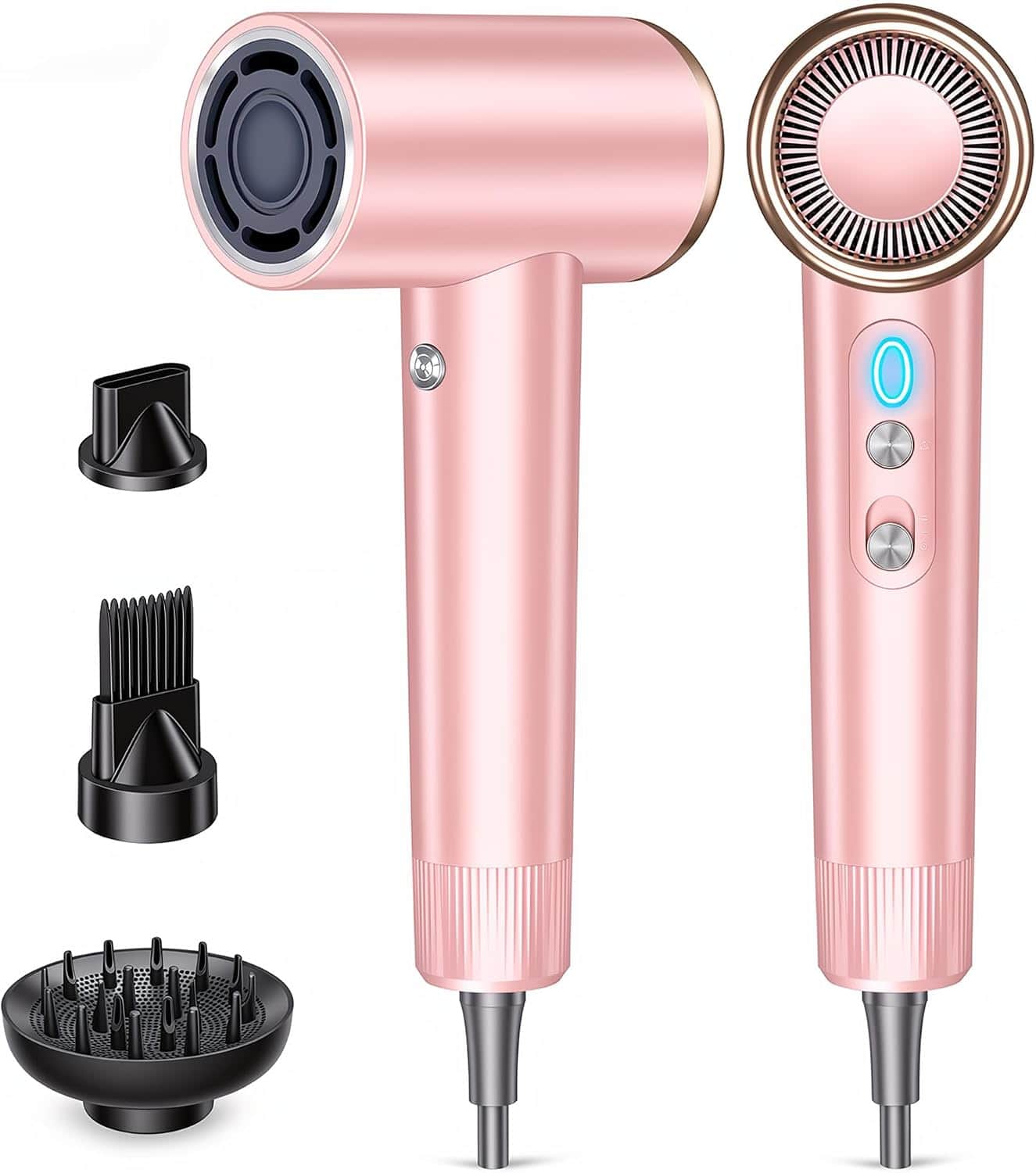Mythsight - StyleVibe High-Speed Ionic Hair Dryer with 3 Attachments - Pink
