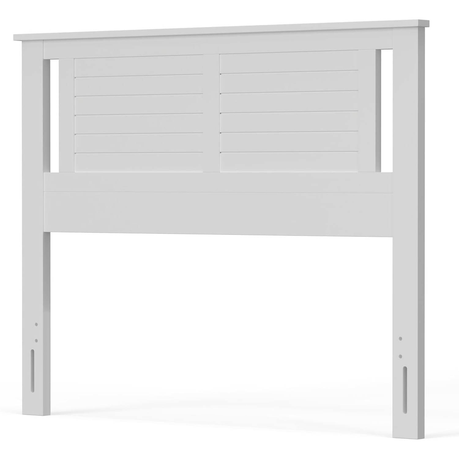 Left. SlickBlue - Solid Wood Slatted Farmhouse Headboard with Rustic Design - White.