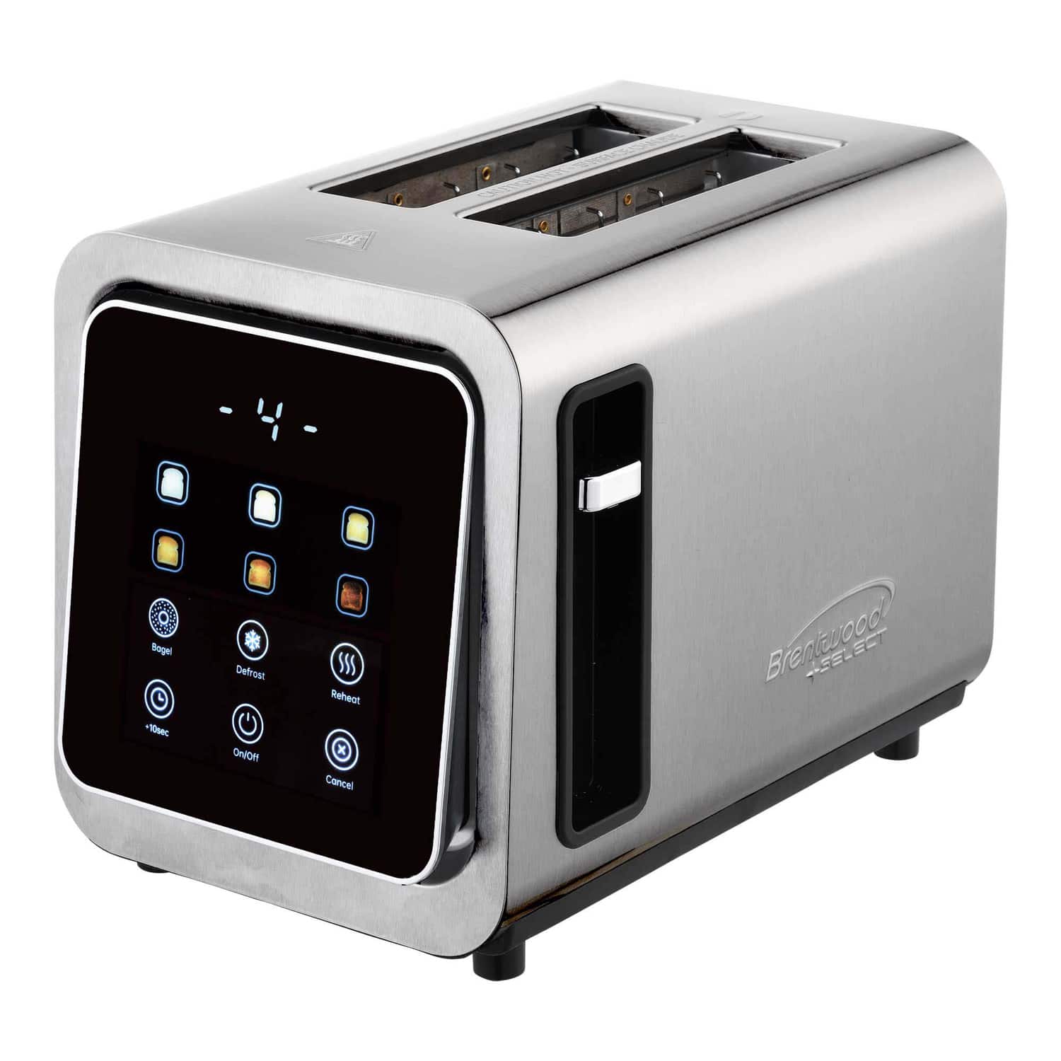 Brentwood - 2-Slice 1100W Touch-Screen Digital Toaster with Extra-Wide Slots - Stainless Steel