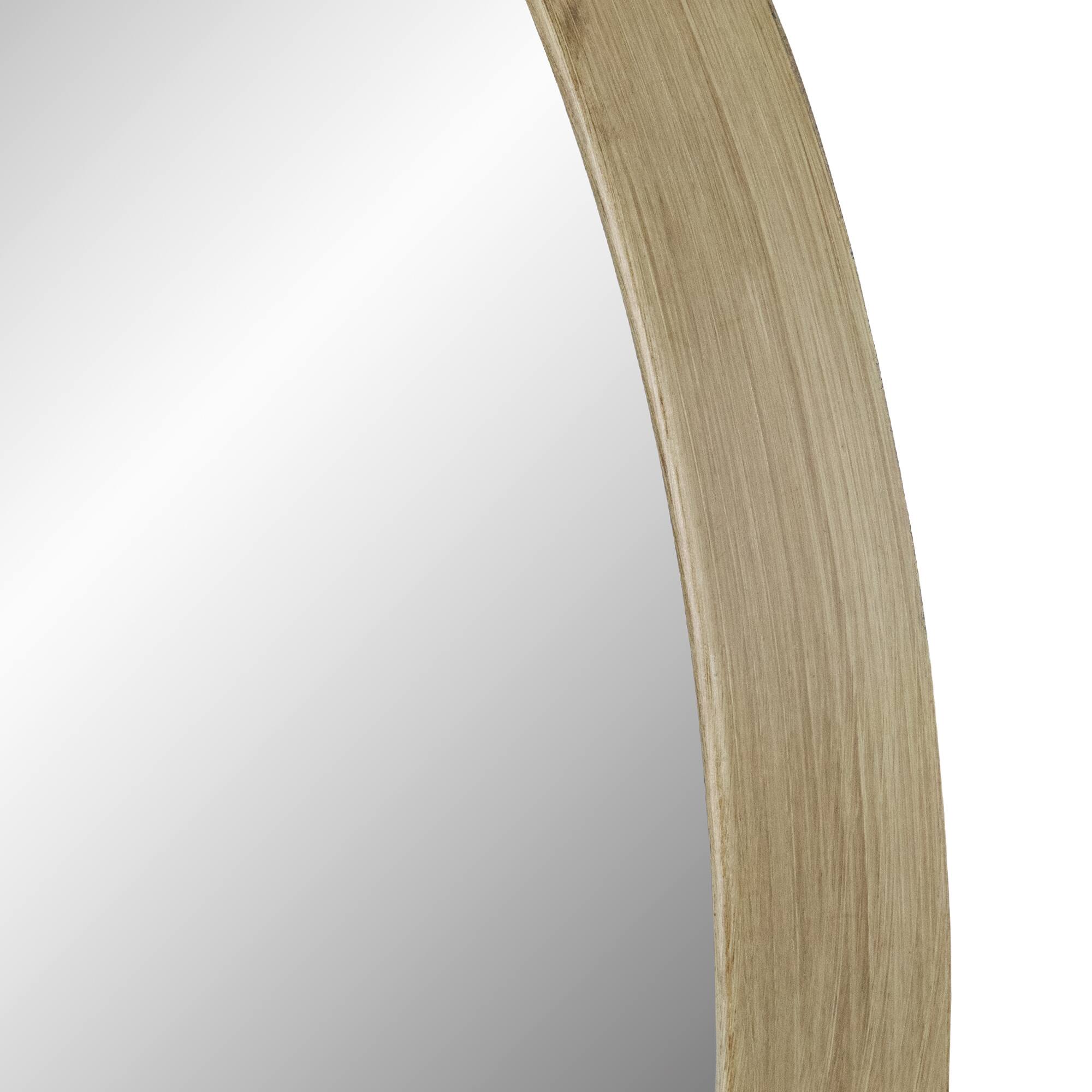Alt View 3. Northlight - 13" Gold Round Modern Wall Mirror with Woodgrain Finish - Gold.