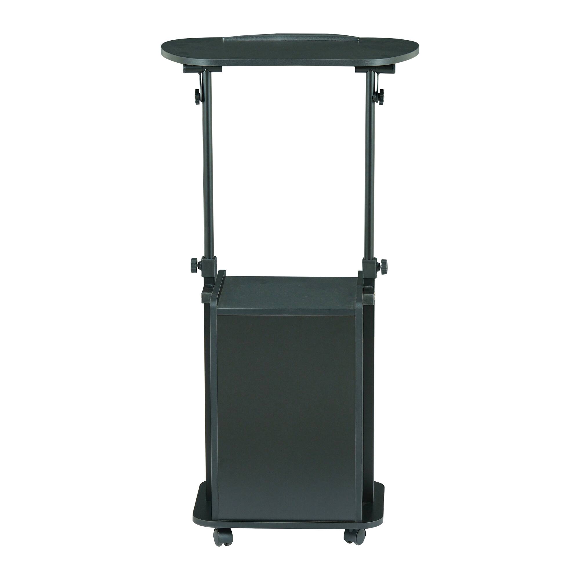 Alt View 7. GOODSILO - Adjustable Sit-to-Stand Rolling Laptop Cart with Concealed Storage and Mobile Workstation Design - Black.