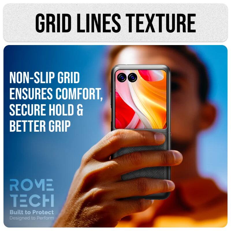 GRID LINES TEXTURE

NON-SLIP GRID ENSURES COMFORT, SECURE HOLD & BETTER GRIP

ROME TECH
Built to Protect
Designed to Perform