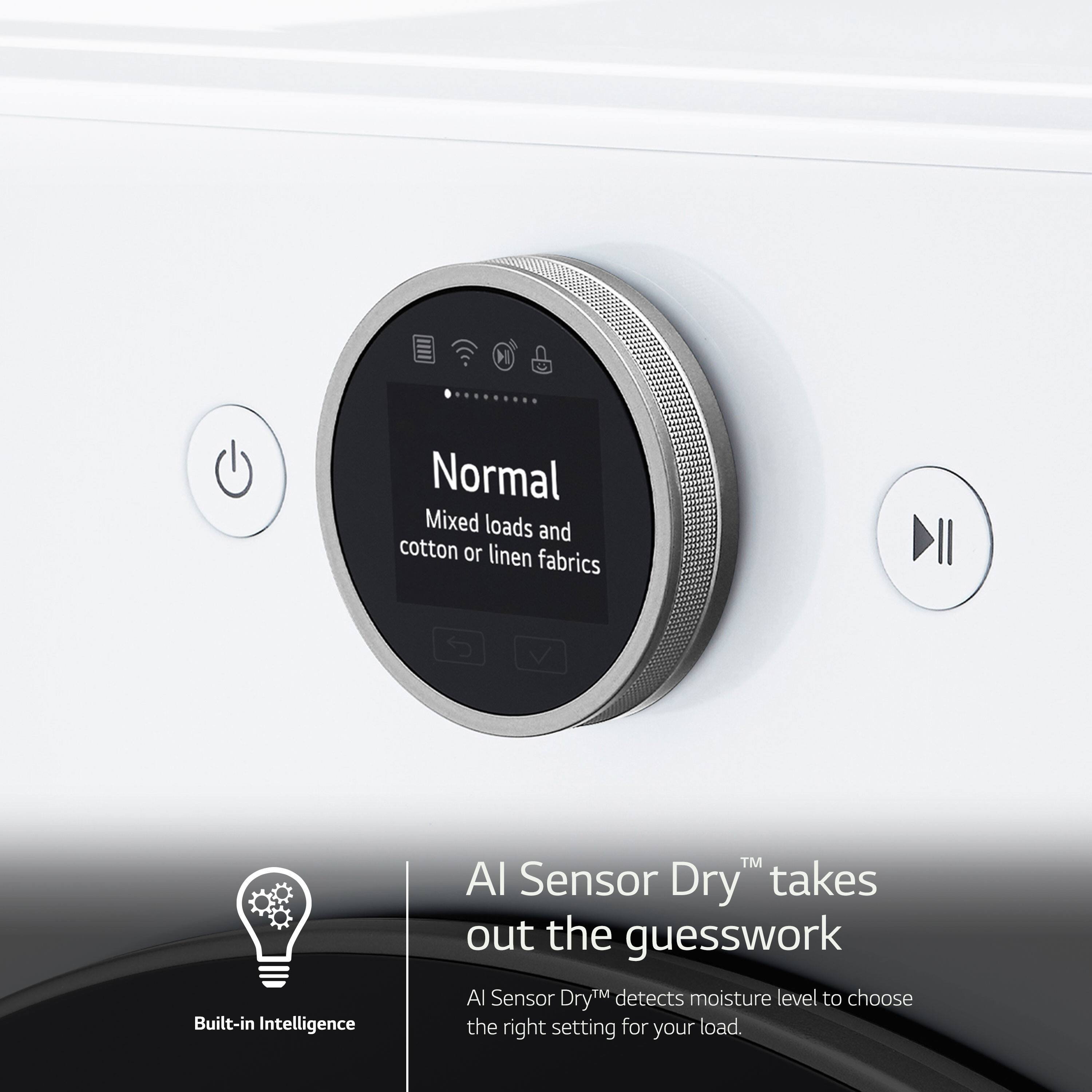 "Normal" takes out the guesswork. Al Sensor DryTM detects moisture level to choose the right setting for your load. Built-in Intelligence TM Mixed loads and cotton or linen fabrics.