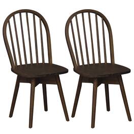 Costway - Swivel Dining Chairs Set of 2, Farmhouse Spindle Kitchen Chairs with Solid Rubber - Walnut