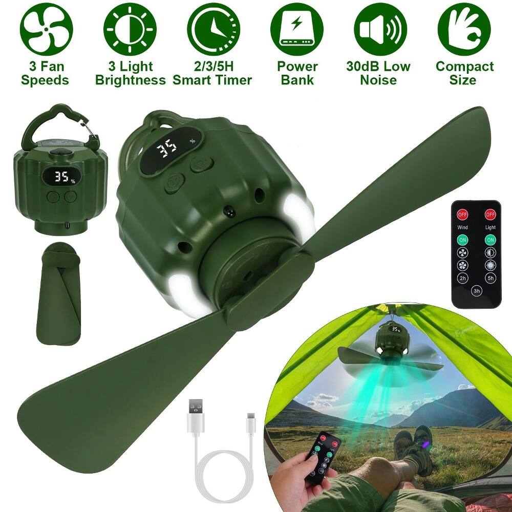3 Fan  
3 Light  
2/3/5H Speeds  
Brightness  
Smart Timer  
Power Bank  
30dB Low Noise  
Compact Size  

35% OFF  

Wind: ON  
Light: ON  

2h  
5h  
3h