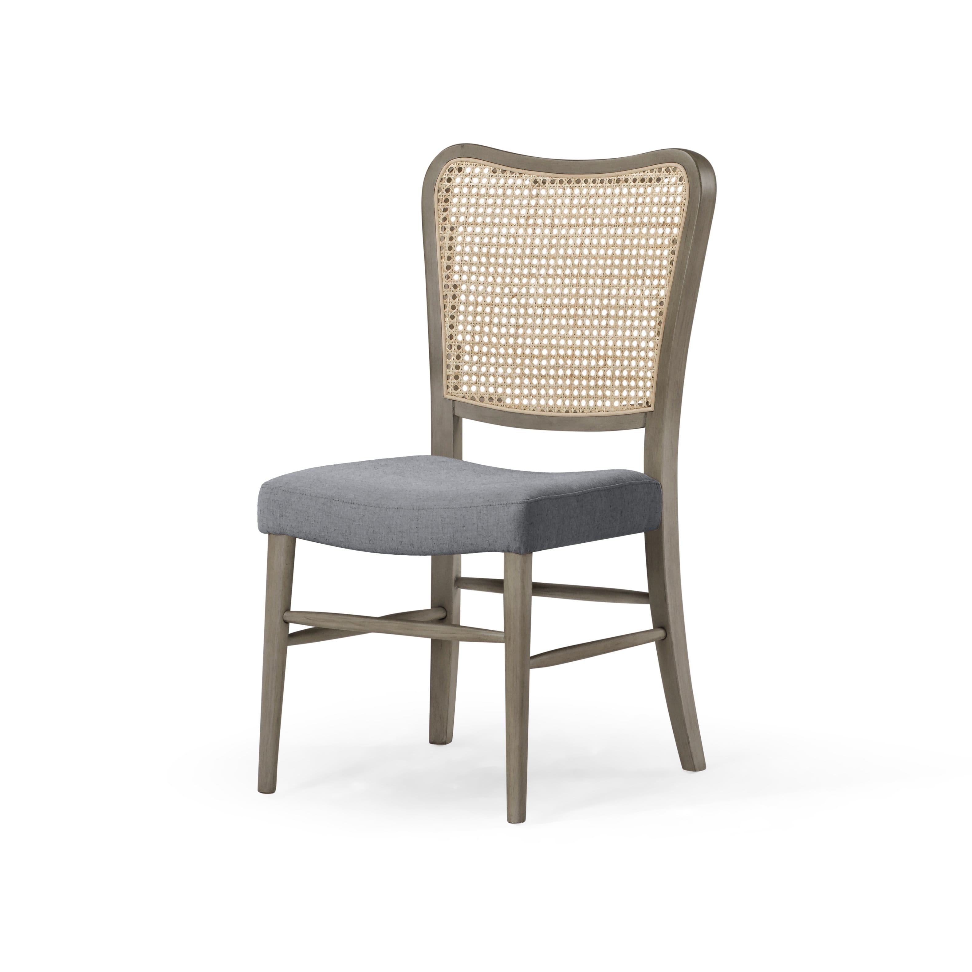 Maven Lane - 19" Vera Classical Wooden Dining Chair Finish with Fabric Upholstery, Set of 2 - Antiqued Grey