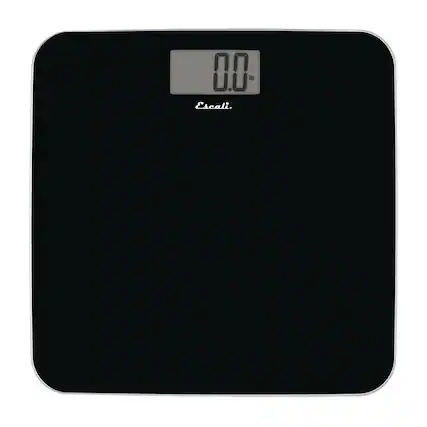 Front. Escali - Slim Glass Bathroom Scale, Black - Black.