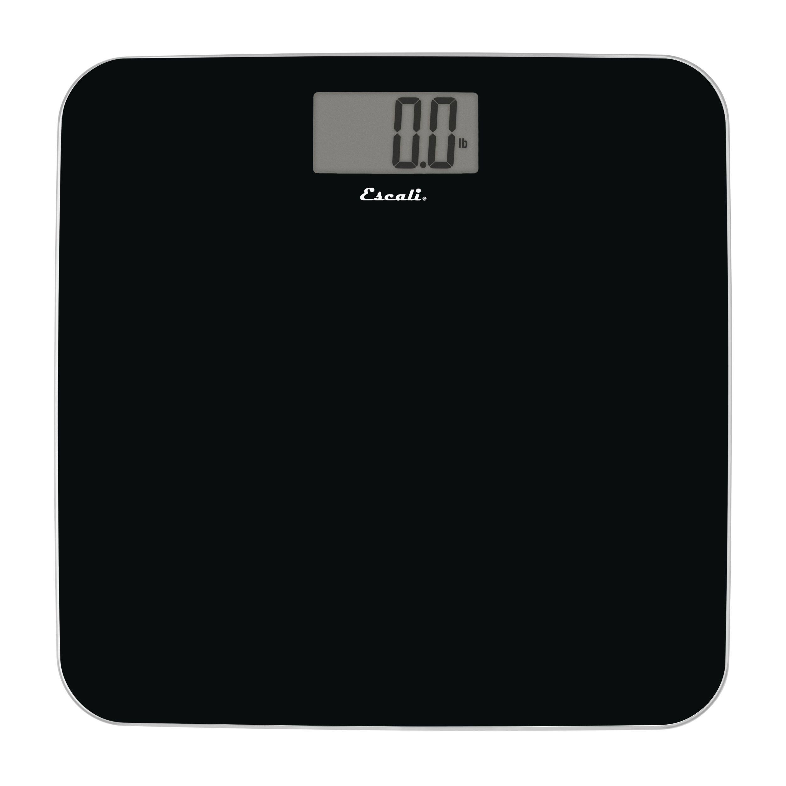 Front. Escali - Slim Glass Bathroom Scale, Black - Black.