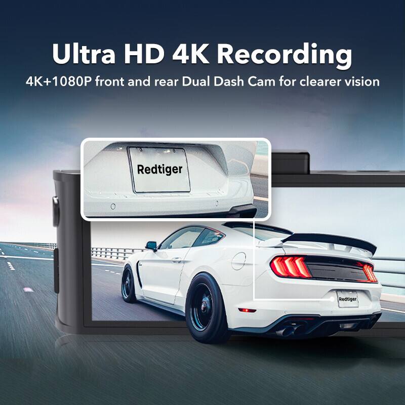 Ultra HD 4K Recording, 4K+1080P front and rear Dual Dash Cam for clearer vision, Redtiger, Redtiger