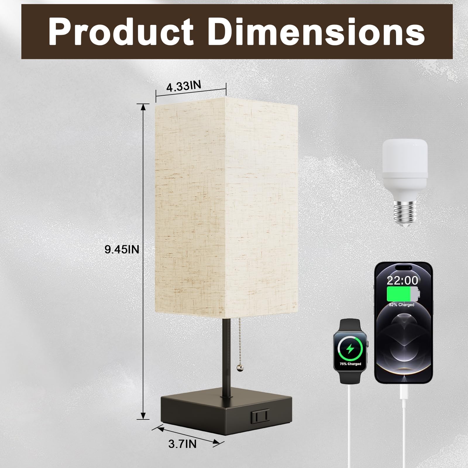 Product Dimensions  
4.33IN x 9.45IN x 3.7IN  

22:00  
7% Charged  
82% Charged