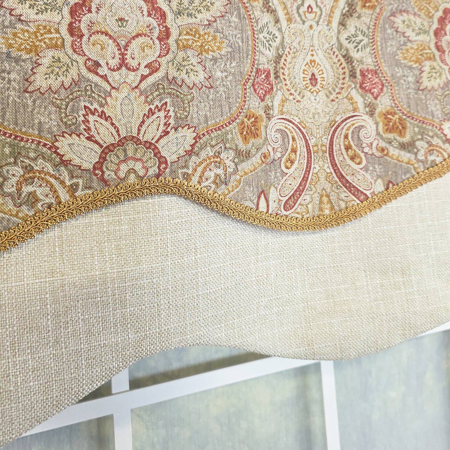 Alt View 2. RLF Home - RLF Home 100% Cotton Prague Trimmed Glory Lined Window Valance 50" x 17" Mauve - Mauve.