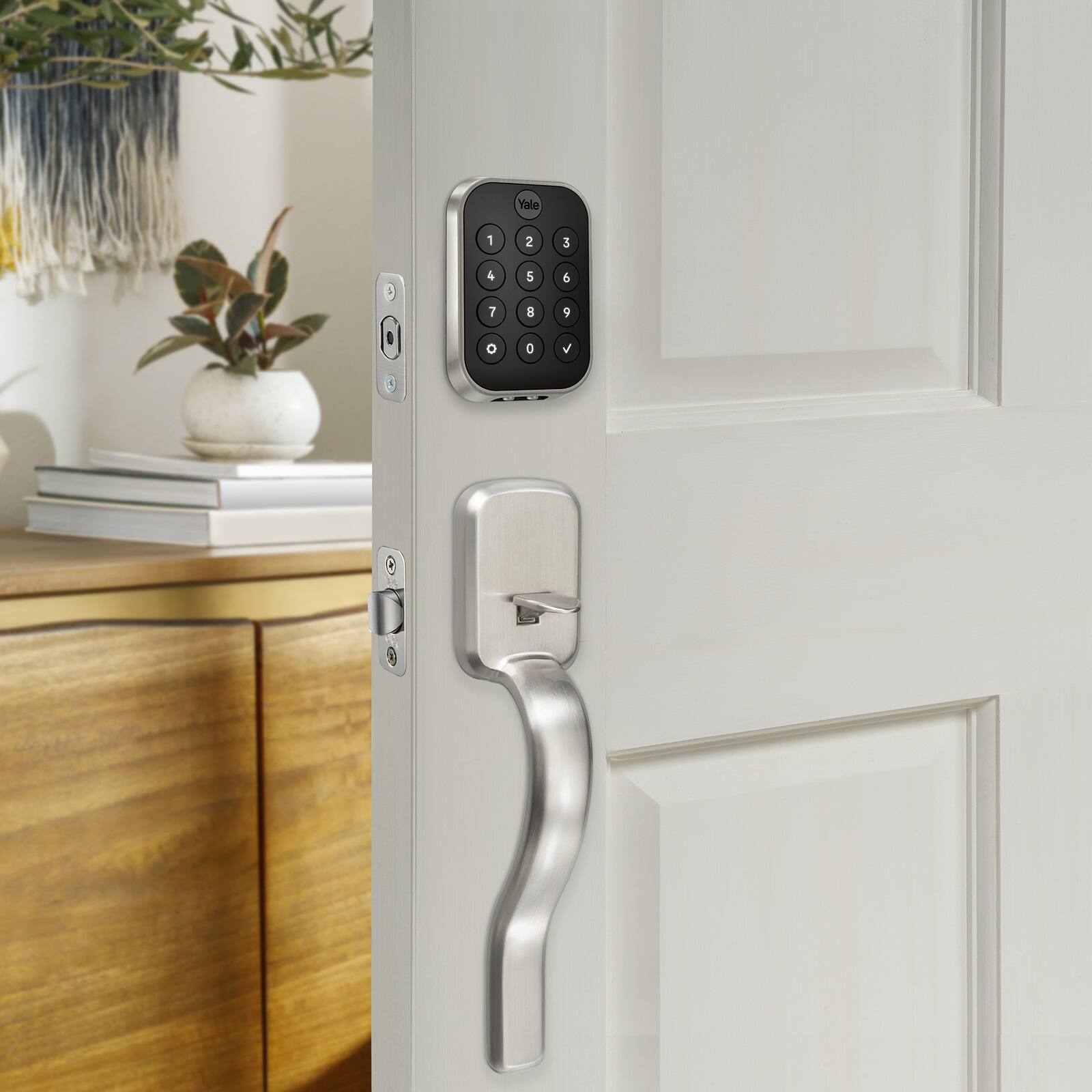 Alt View 15. Yale - Assure Lock 2 - Smart Lock Keyless Wi-Fi Deadbolt with Push Button Keypad Access - Satin Nickel.