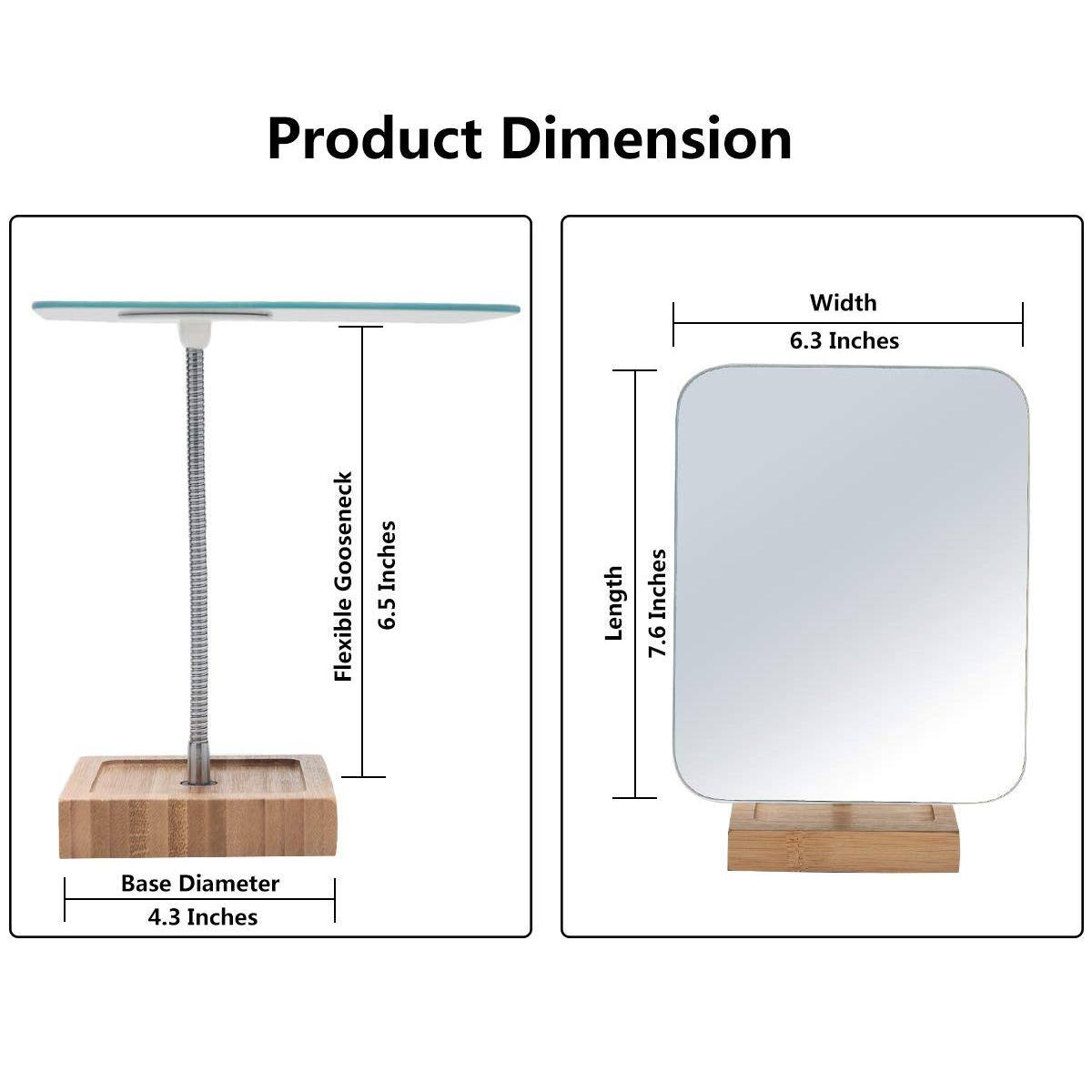 Product Dimension

- Width: 6.3 Inches
- Length: 7.6 Inches
- Flexible Goose Neck: 6.5 Inches
- Base Diameter: 4.3 Inches