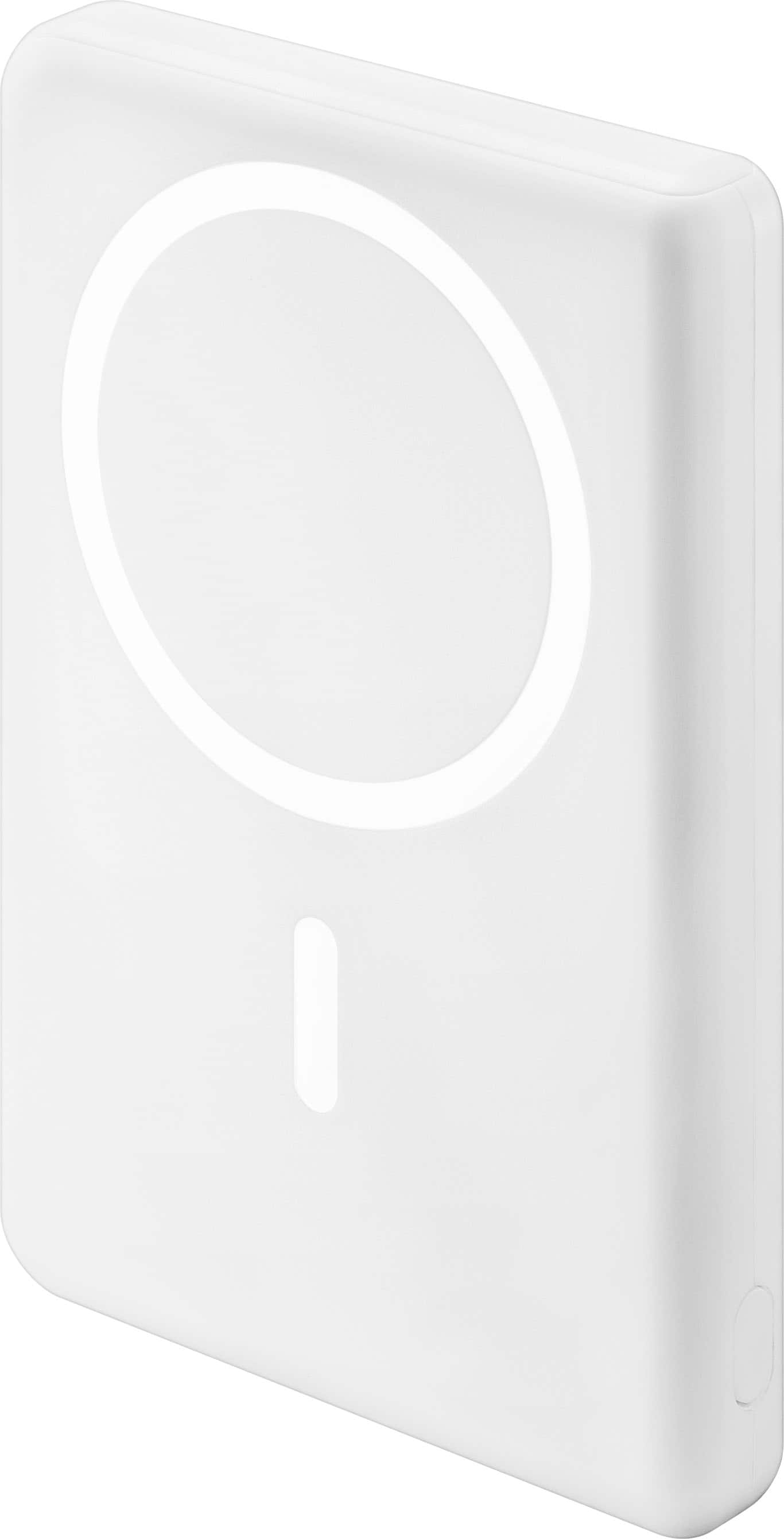 Front. Best Buy essentials™ - 5,000mAh Magnetic Wireless Portable Charger for iPhone and Most USB-C Devices - White.