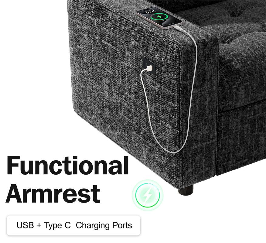 9:41 N  
Functional Armrest  
USB + Type C Charging Ports