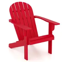 Costway Patio Adirondack Chair with Inclined Seat High Backrest & Wide Armrests - Red - Front_Zoom