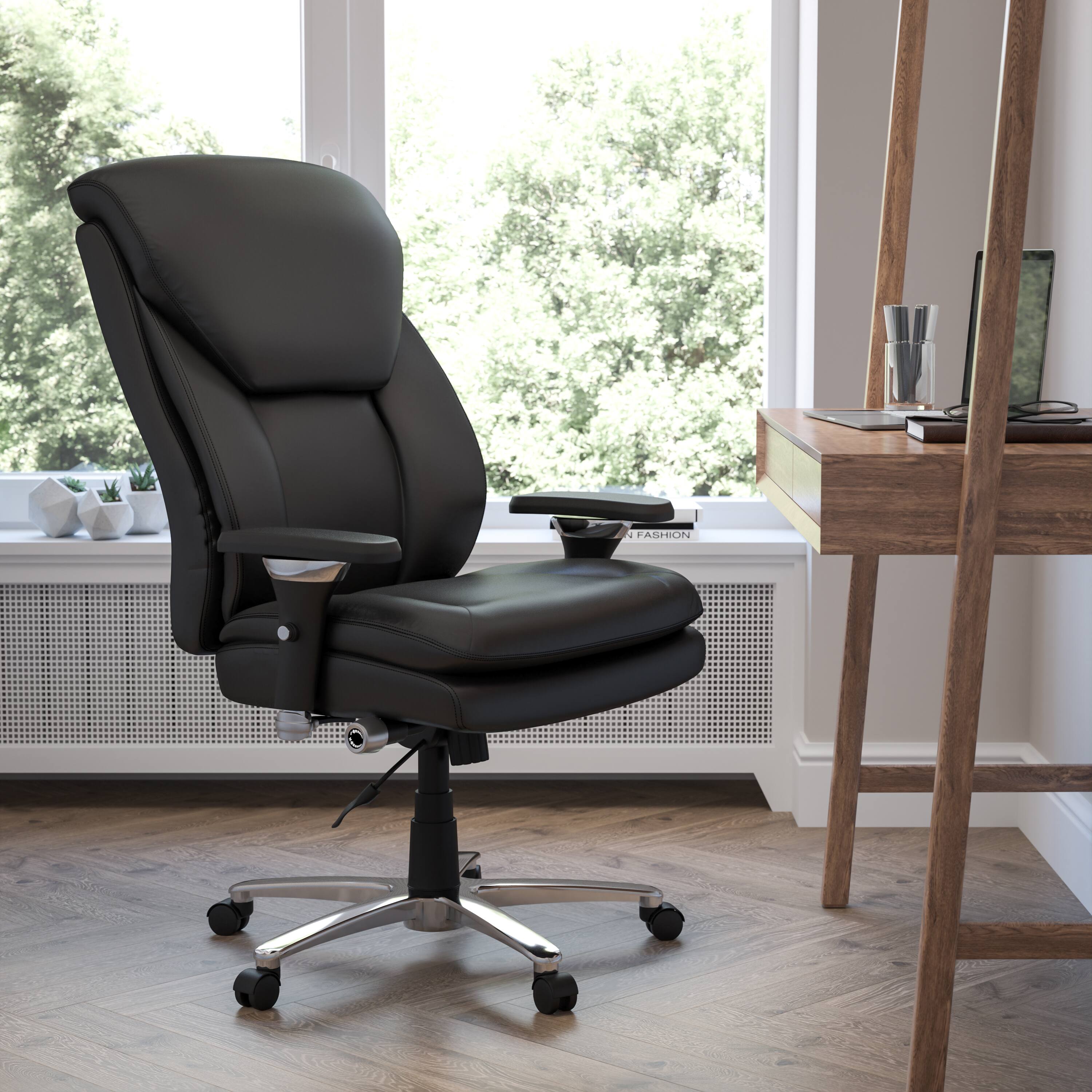 Alt View 1. Emma + Oliver - 24/7 400 lb. Big & Tall High Back Swivel Ergonomic Office Chair with Lumbar Knob - Black LeatherSoft.
