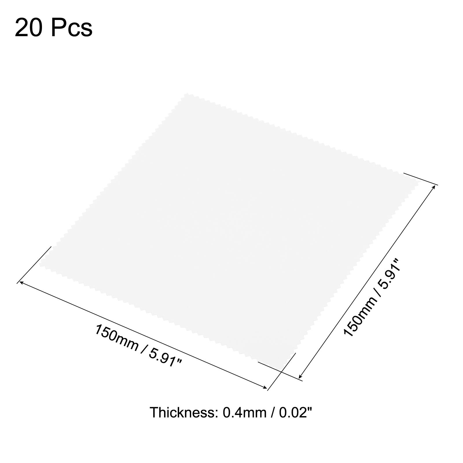20 Pcs  
150mm / 5.91" x 150mm / 5.91"  
Thickness: 0.4mm / 0.02"
