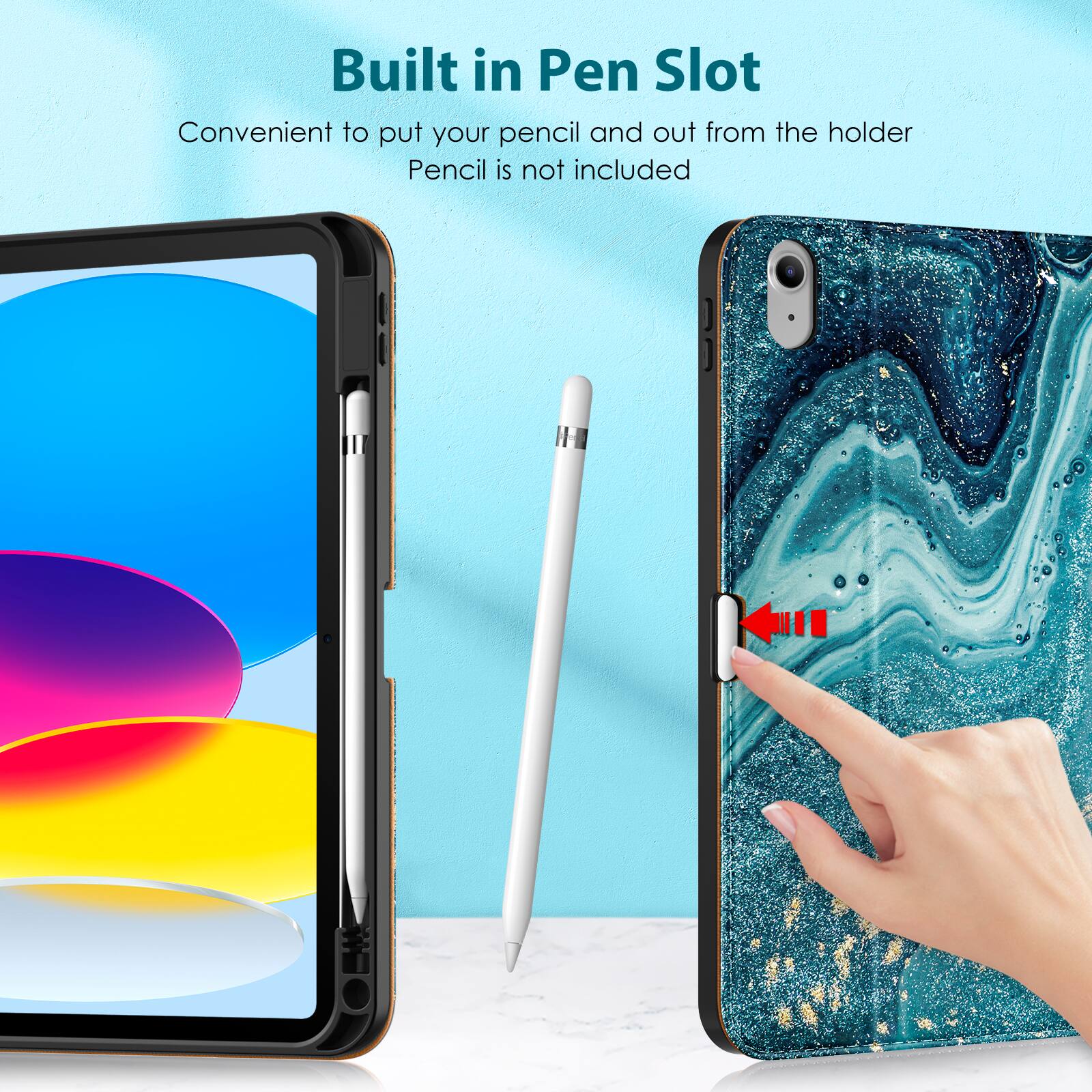 Built in Pen Slot  
Convenient to put your pencil in and out from the holder  
Pencil is not included