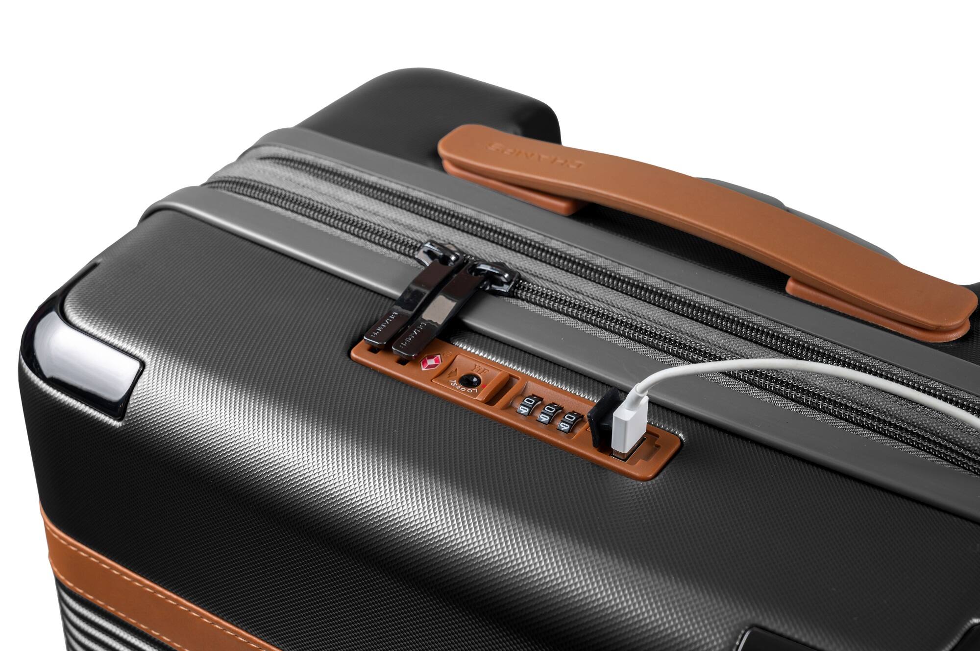 Back. Champs - Vintage III 3-Piece Hardside Luggage Set - Black.