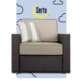 Serta - Laguna Outdoor Armchair, Brown Wicker with Cushions - Beige