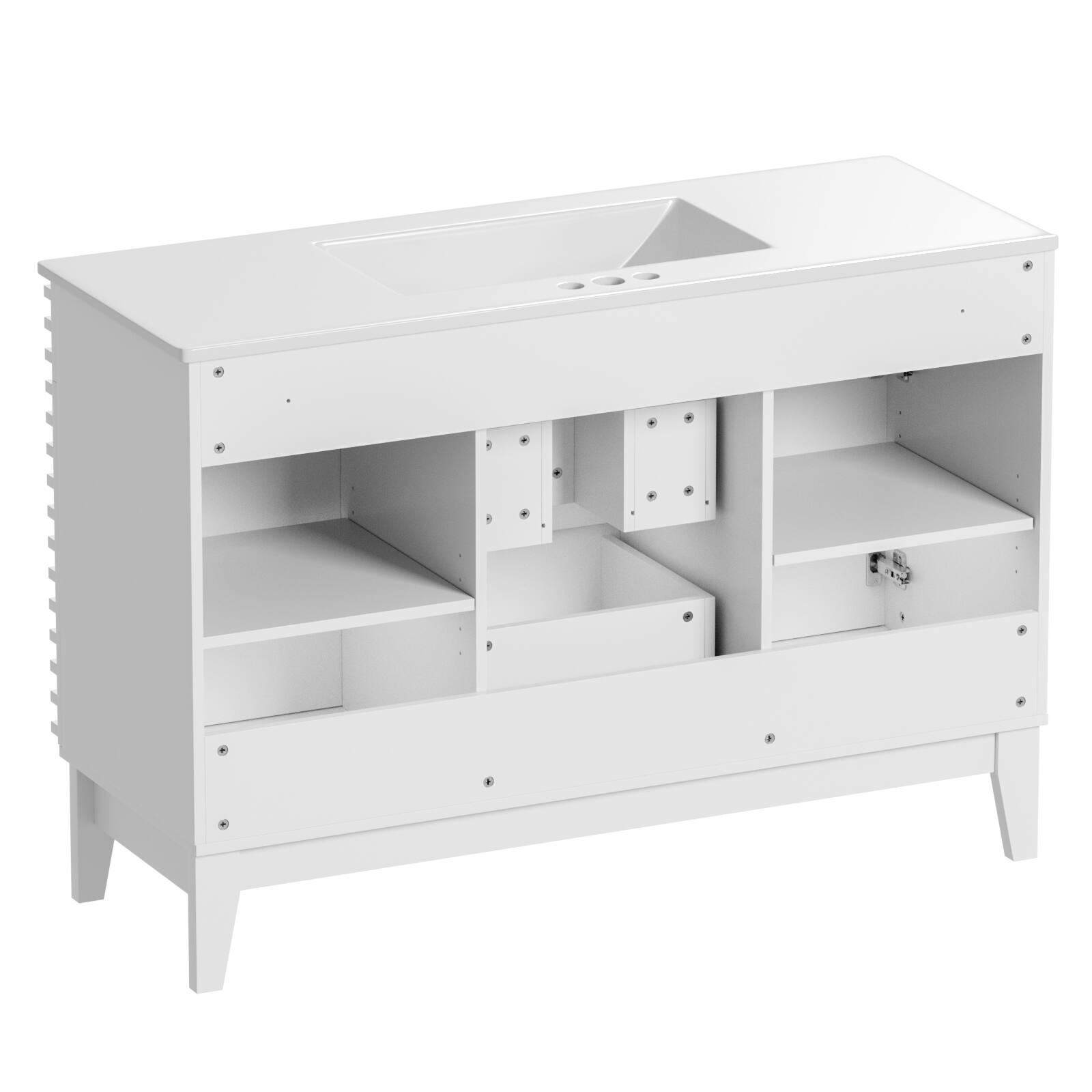 Alt View 2. LOVMOR - LOVMOR 48-in W White Freestanding Bathroom Vanity with Undermount Ceramic Sink and 2-Level Storage - White.
