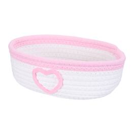 Unique Bargains - Rectangular Rope Basket, 10x5.9x3.1inch Small Woven Basket for Shelf Storage Home Decor Gift Chest - White/Pink