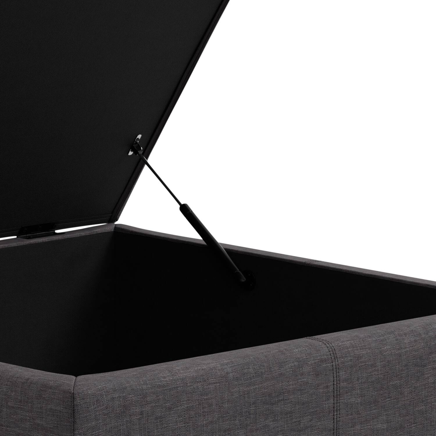 Alt View 7. Simpli Home - Gabbie 36 inch Wide Square Coffee Table Storage Ottoman in Slate Grey Polyester Linen - Slate Grey.