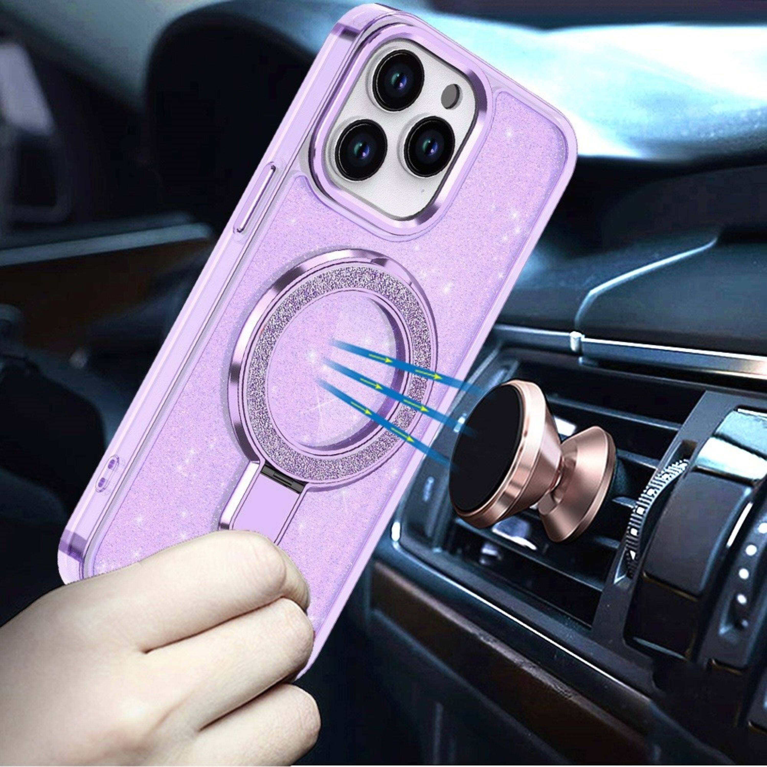 Angle. Kitcheniva - Sparkling Magnetic Phone Case For iPhone 13 Pro Max Light Purple - Light Purple.