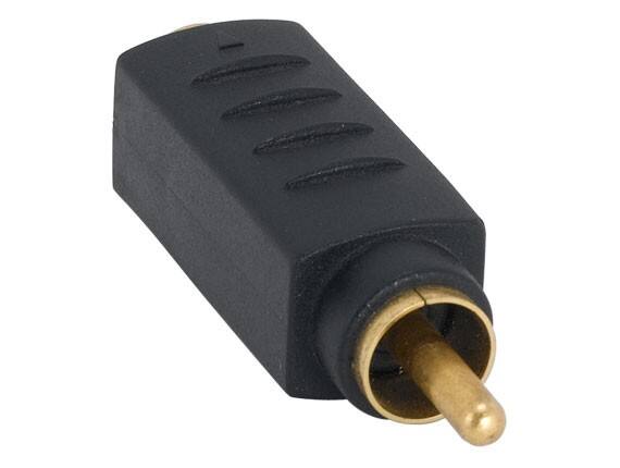 Angle. Cable Leader - S-Video Male to RCA Female Adapter, Gold-Plated, Fully Molded - Black.