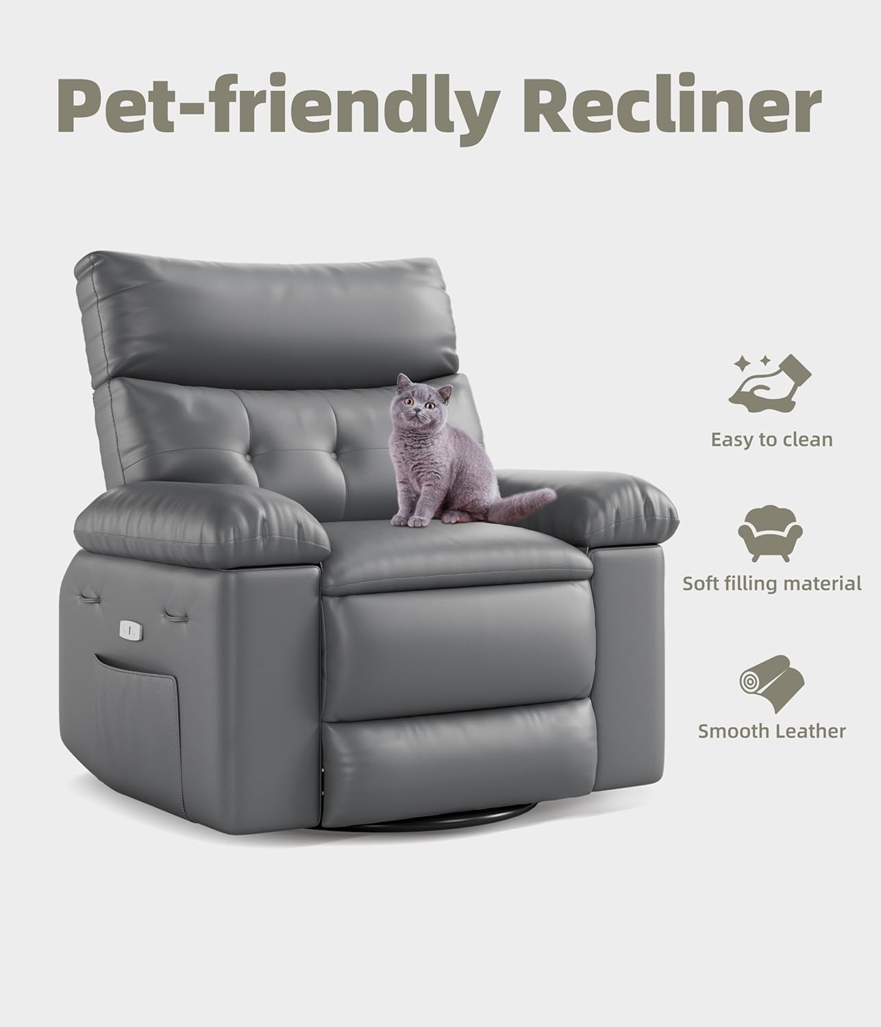 Pet-friendly Recliner

- Easy to clean
- Soft filling material
- Smooth Leather