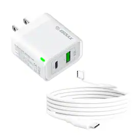Esoulk - 30W Wall Charger Adapter + 5 Ft. USB-C to C Cable For iPhone 17 Pro Max - White