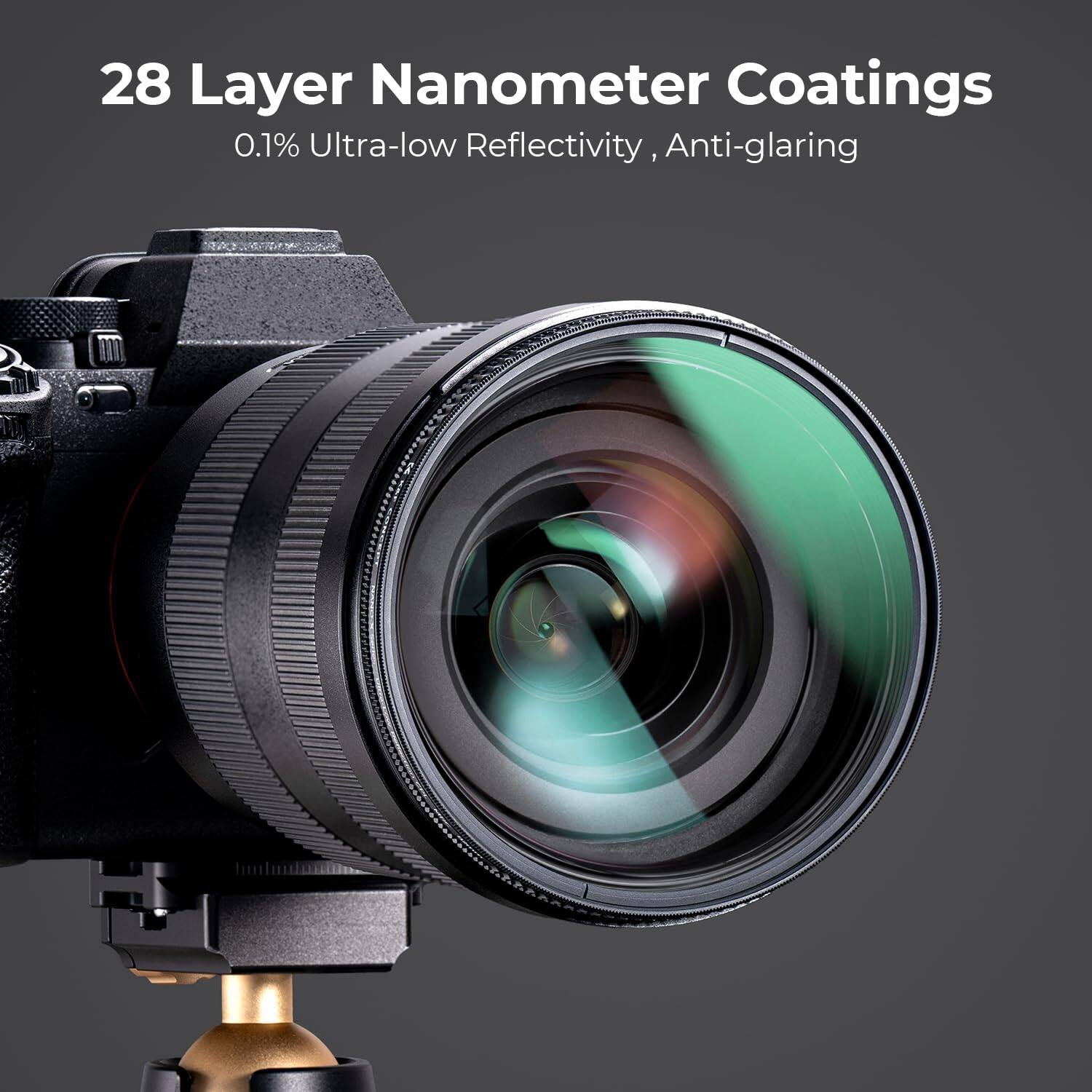 28 Layer Nanometer Coatings  
0.1% Ultra-low Reflectivity, Anti-glaring