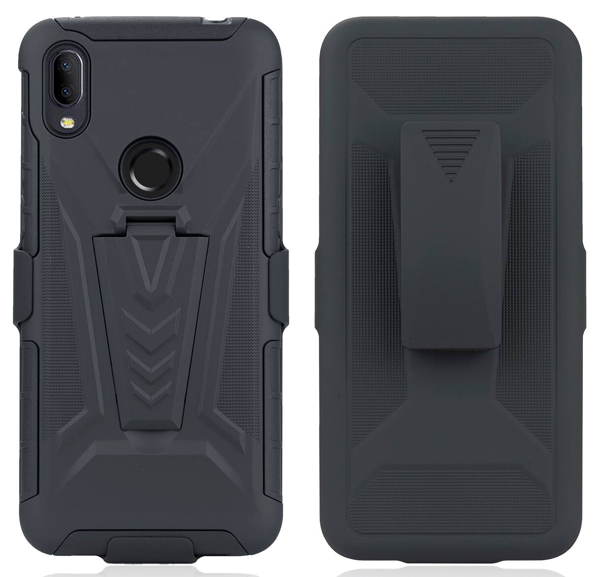 Alt View 3. Nakedcellphone - Combo for Jitterbug Smart3 - Hybrid Case and Belt Clip Holster - Black.
