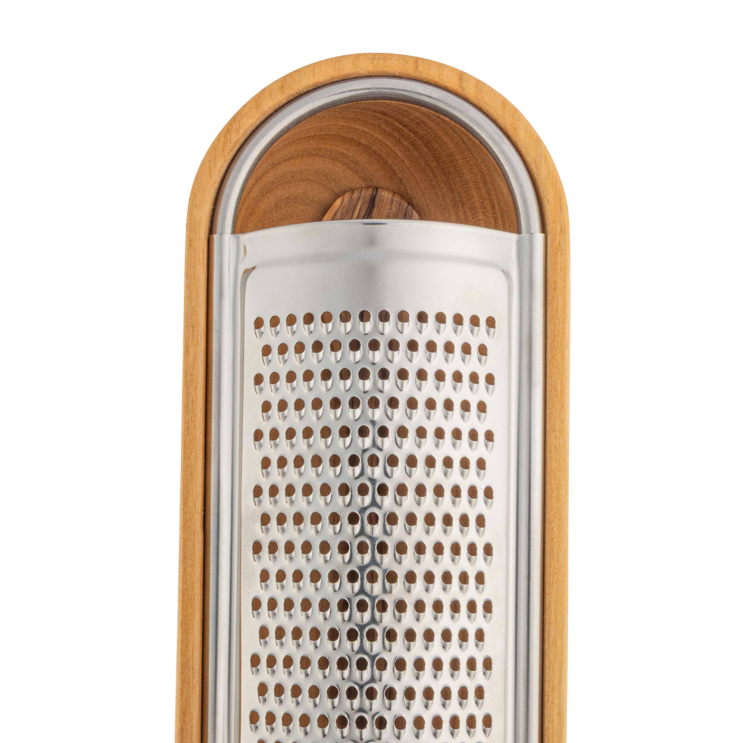 Alt View 1. Kings County Tools - Cheese Grater with Container - Silver and Brown.