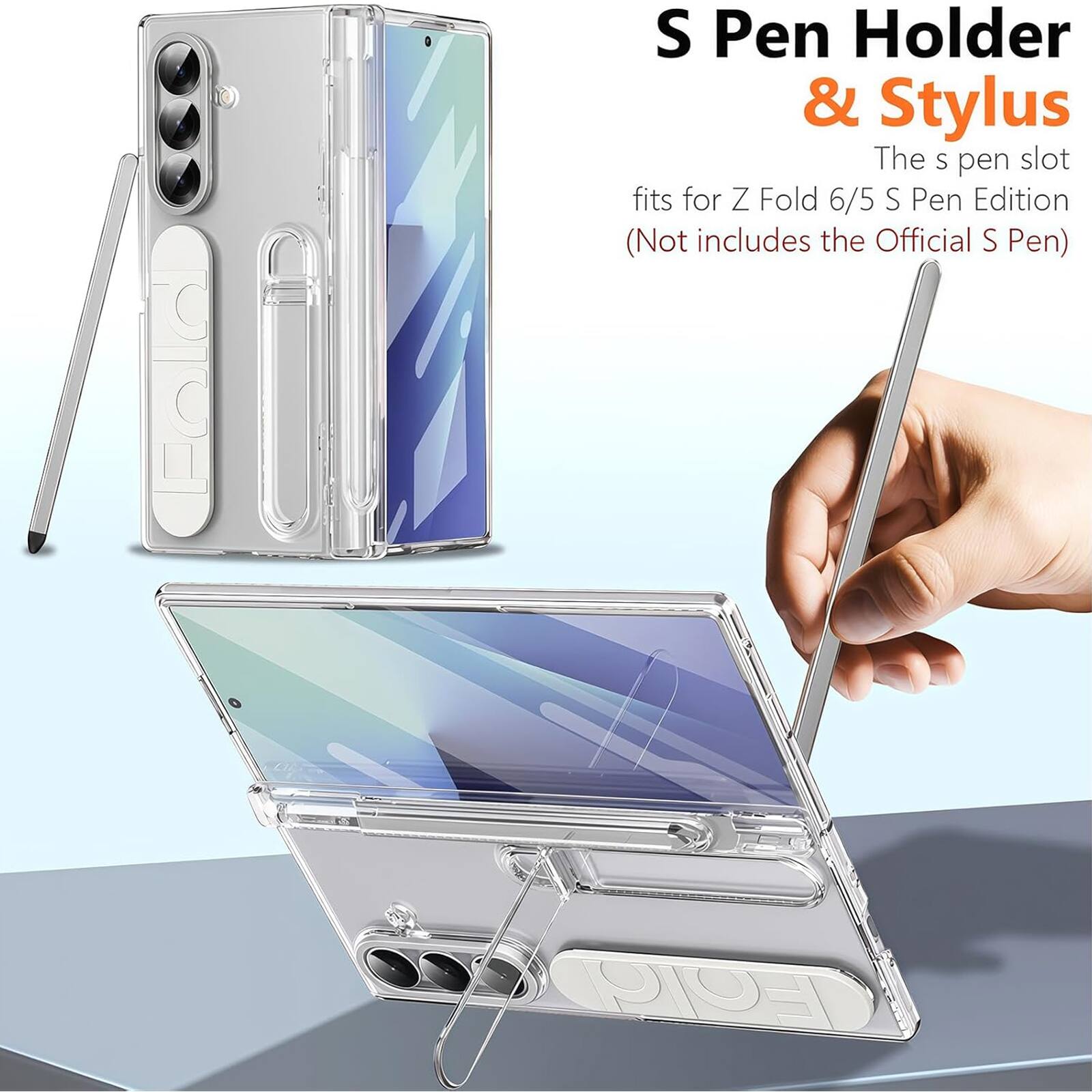 S Pen Holder & Stylus

The S pen slot fits for Z Fold 6/5 S Pen Edition (Not includes the Official S Pen)
