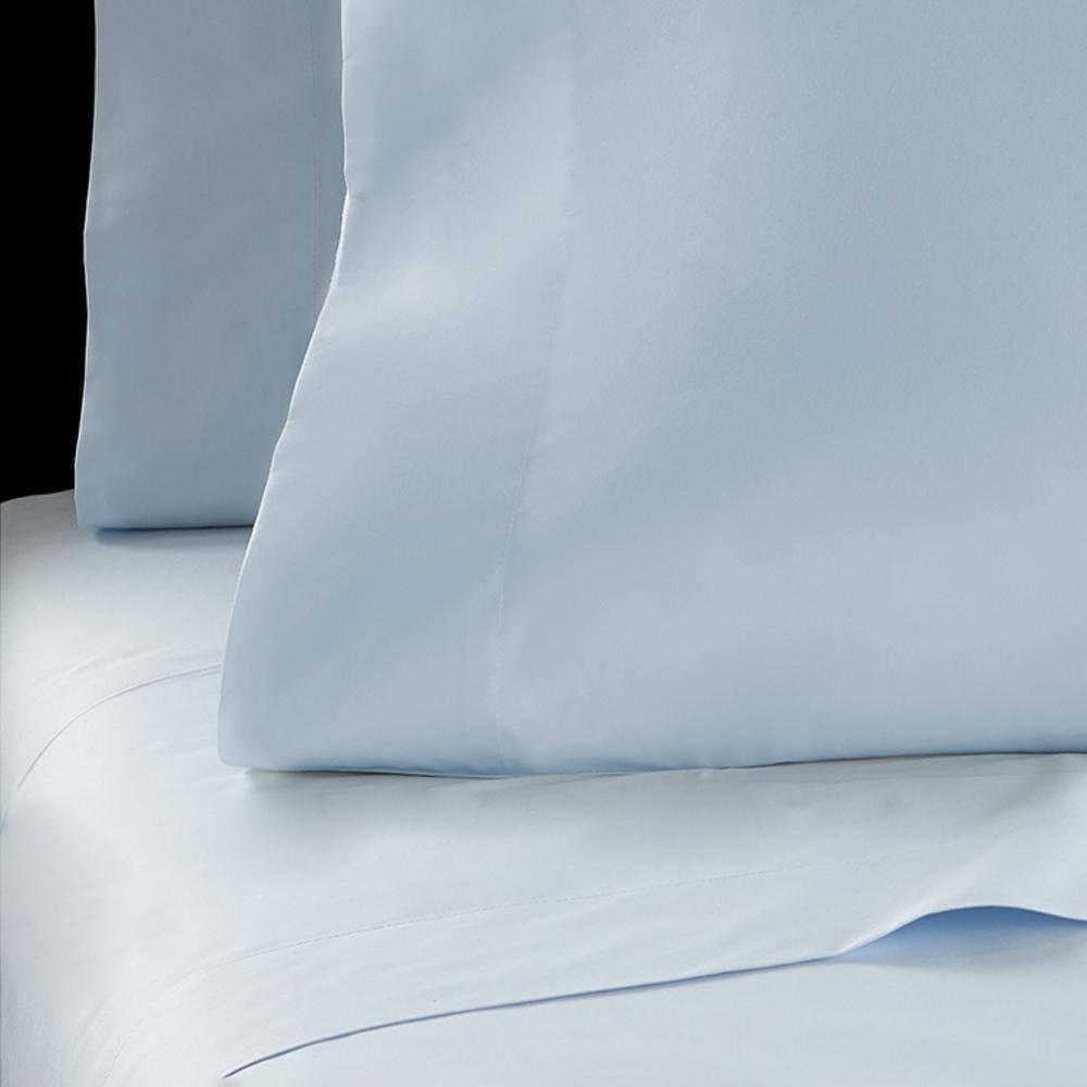 Alt View 2. Shavel Home Products - 400 Thread Count Cotton Sateen Sheet Set, Queen, Sky Blue - Sky blue.