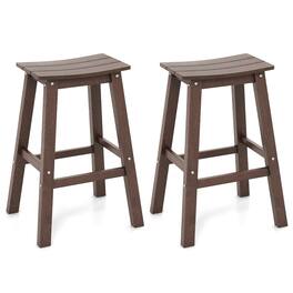 Gymax - 29'' Patio Bar Stool Set of 2 w/ Curved Seat & Footrests for Backyard Outdoor - Brown