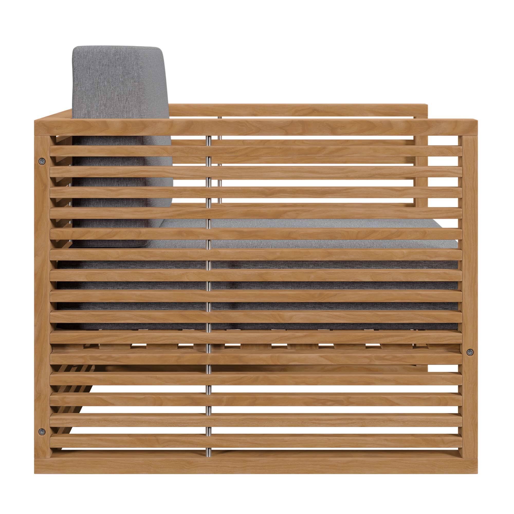 Alt View 1. Modway - Carlsbad 3-Piece Teak Wood Outdoor Patio Set - Grade A Premium Teak, All-Weather Cushions - Gray.