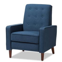 Baxton Studio - Mathias Mid-century Modern Fabric Upholstered Lounge Chair - Blue
