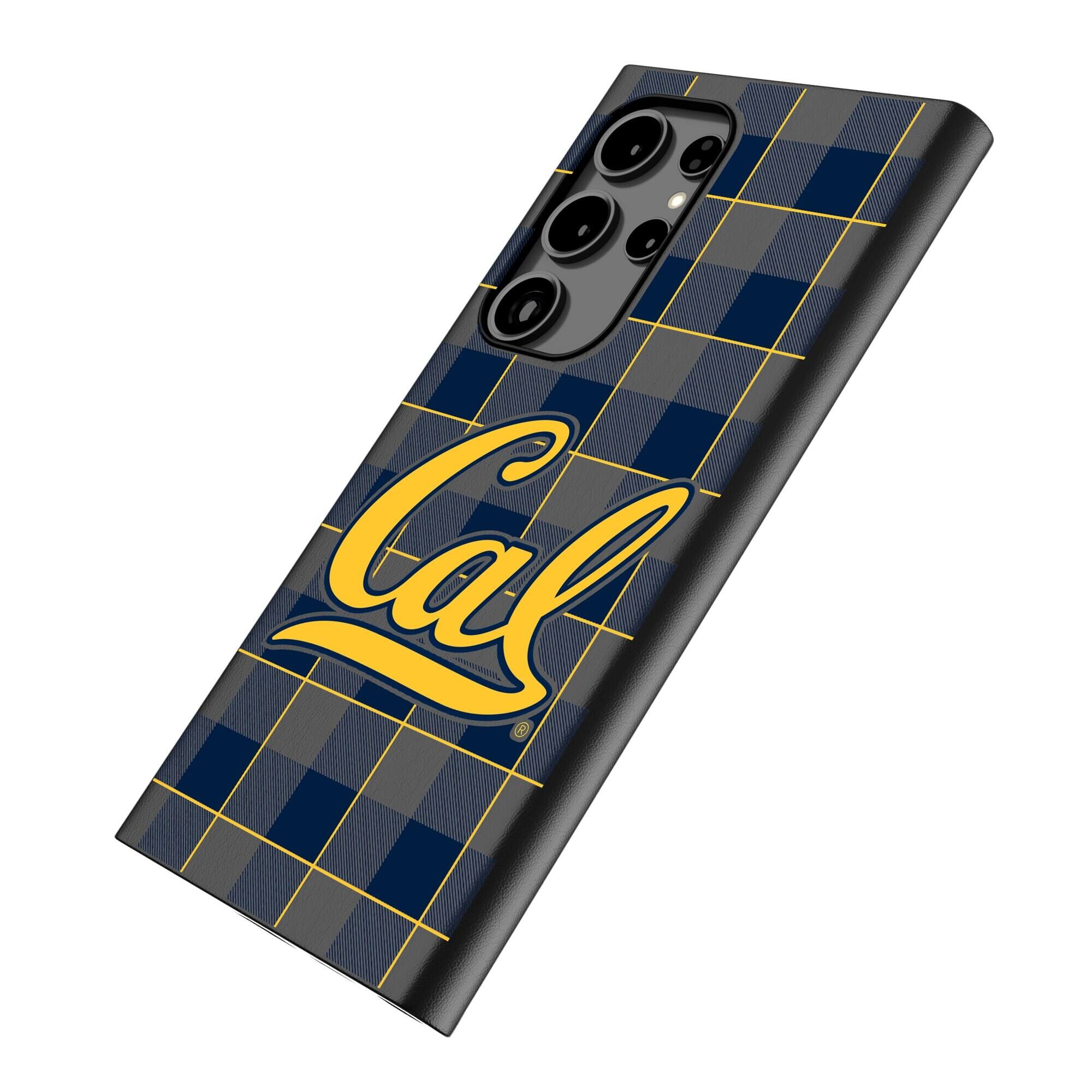 Alt View 1. Keyscaper - Cal Bears Plaid Galaxy Magnetic Bump Case - S25 - Black.