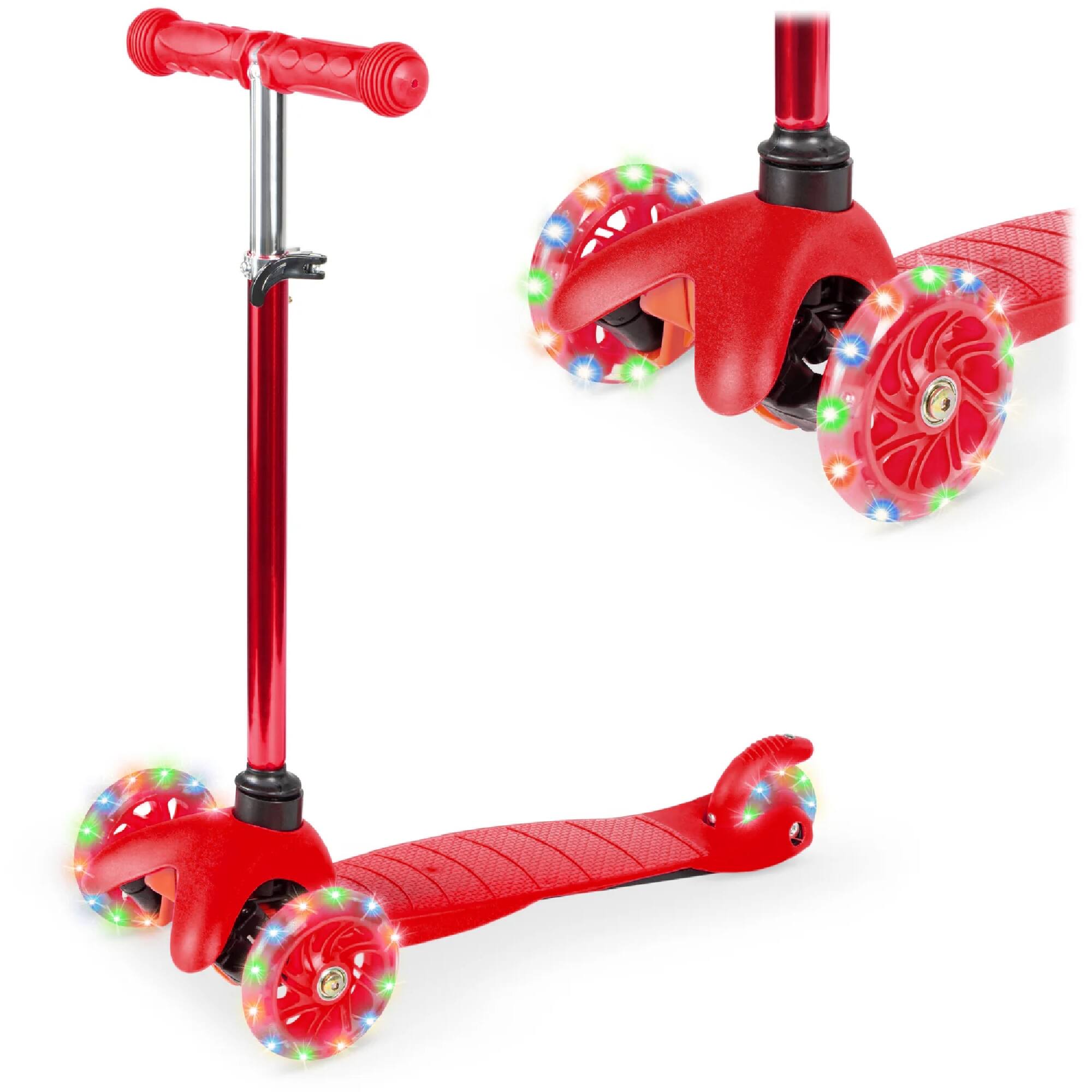 Front. Best Choice Products - Best Choice Products Kids Mini Kick Scooter Toy w/ Light-Up Wheels and Height Adjustable T-Bar - Red - Red.