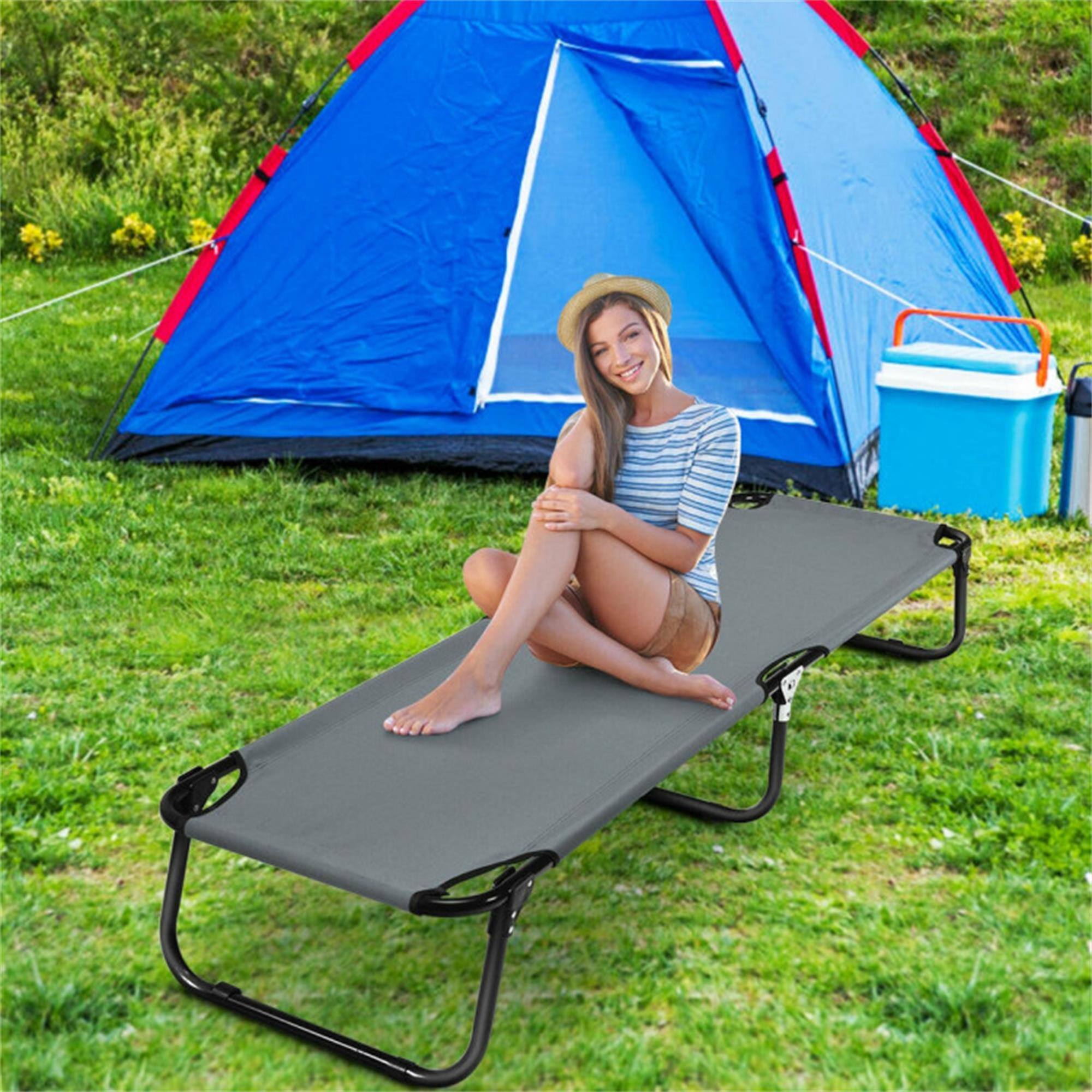 Alt View 2. Boyel Living - Gray Folding Camping Cot Bed 75 in L x 22 in W x 15 in H 13 lb for Camping - Gray.