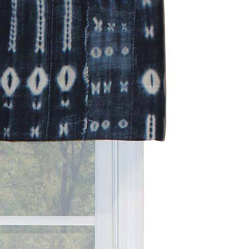 Angle. RLF Home - RLF Home Binary Tailored Window Treatment Valance 3" Rod Pocket 50" x 14" Navy Blue - Navy blue.
